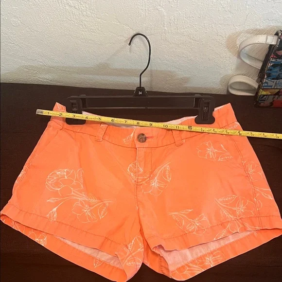 #1324=Orange Floral Women's Shorts - Picture 4 of 5